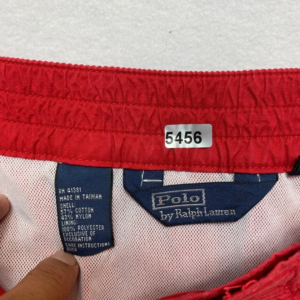 VINTAGE Polo Ralph Lauren Board Shorts Mens XL Red Flag Boat Drawstring